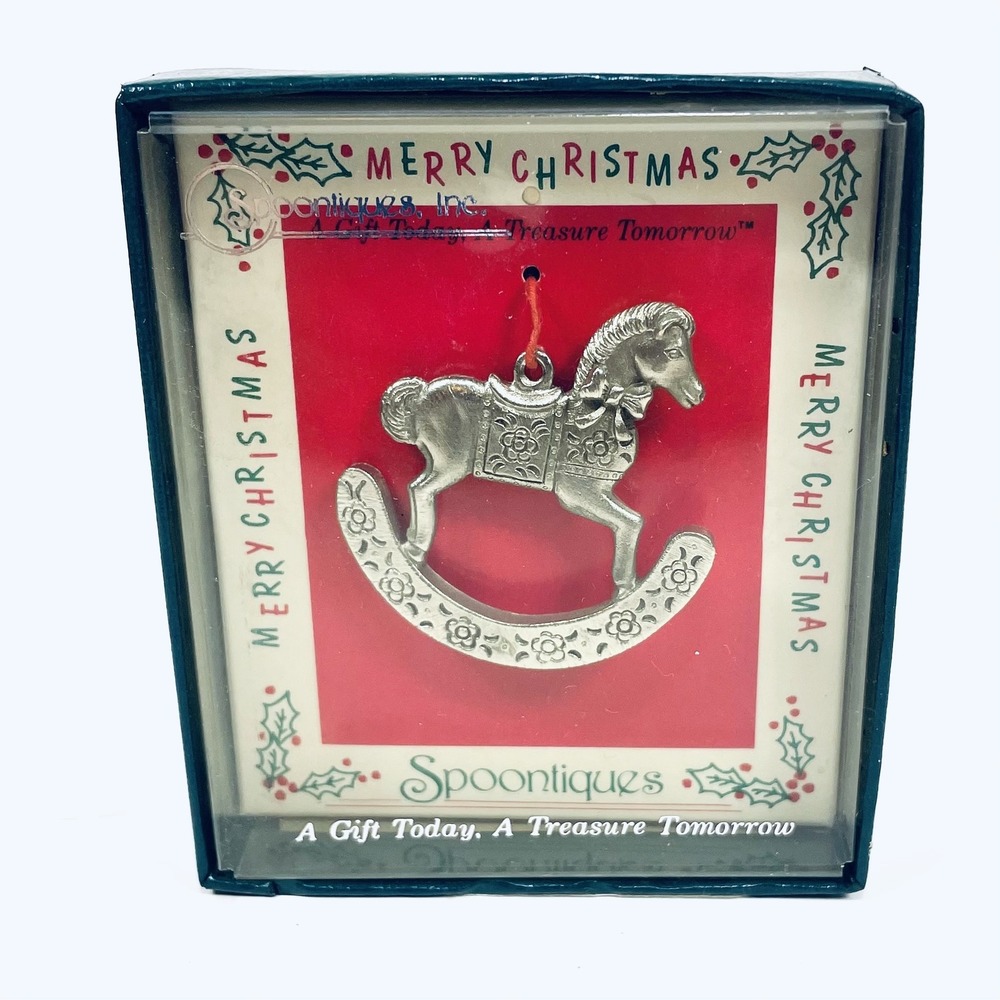Vintage Spoontiques Pewter Christmas Ornament -‎ Old Store Stock - Hobby Horse